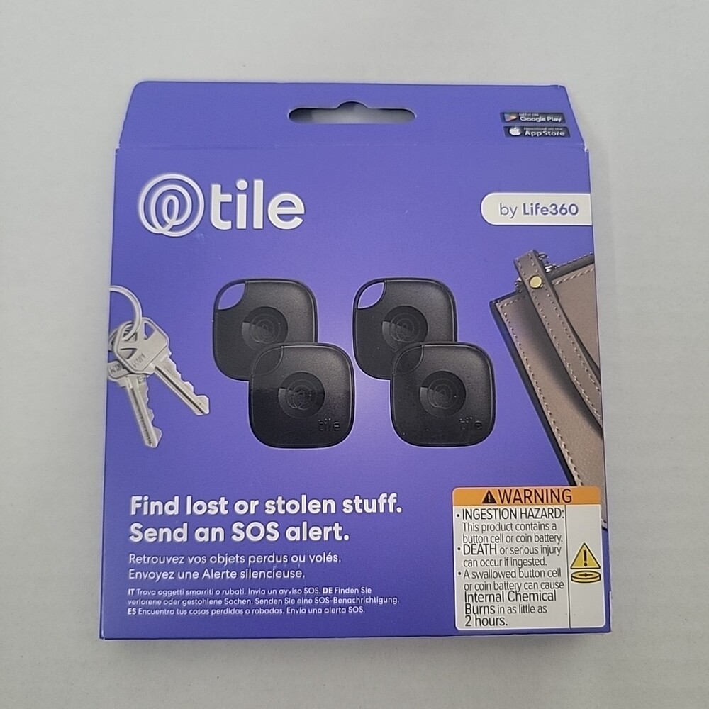 Tile GPS Trackers 4-Pack by Life360 – Bluetooth Finders,